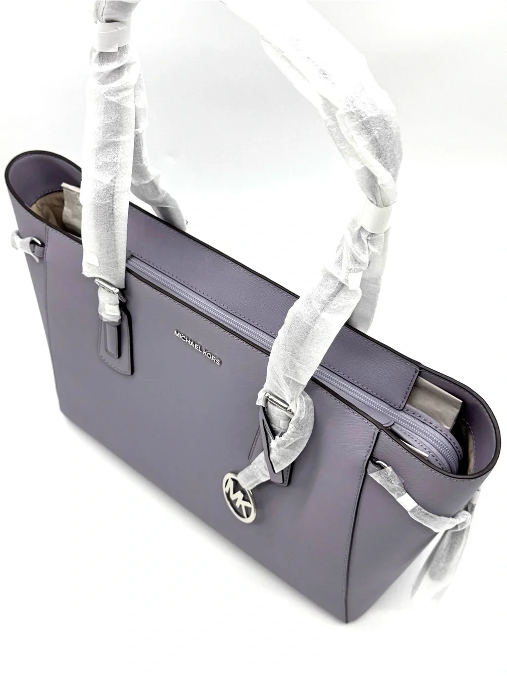 Michael Kors Voyager Large Leather Tote Bag w Matching Trifold Wallet - Lilac